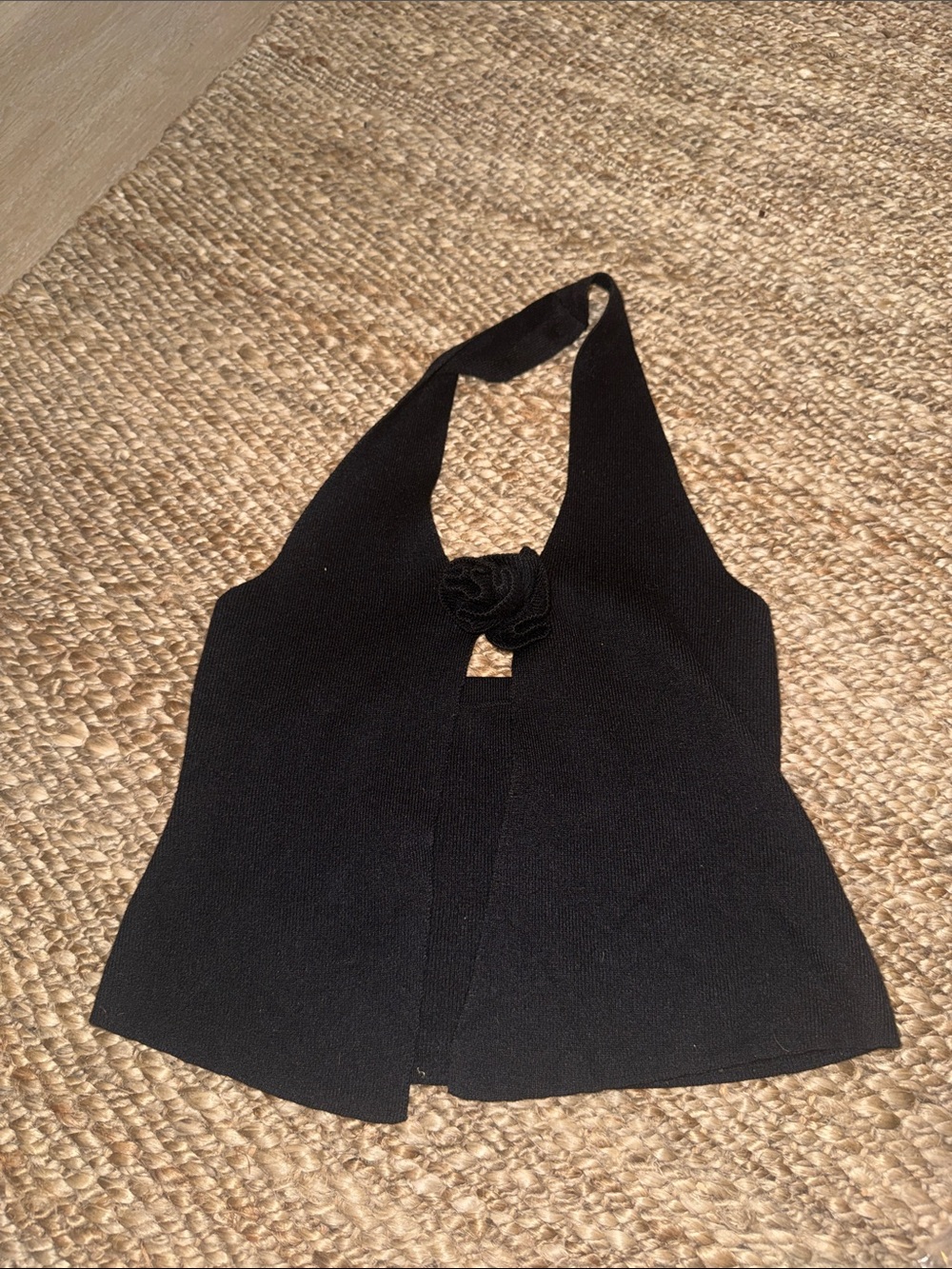 Black Halter Knit Top - Women